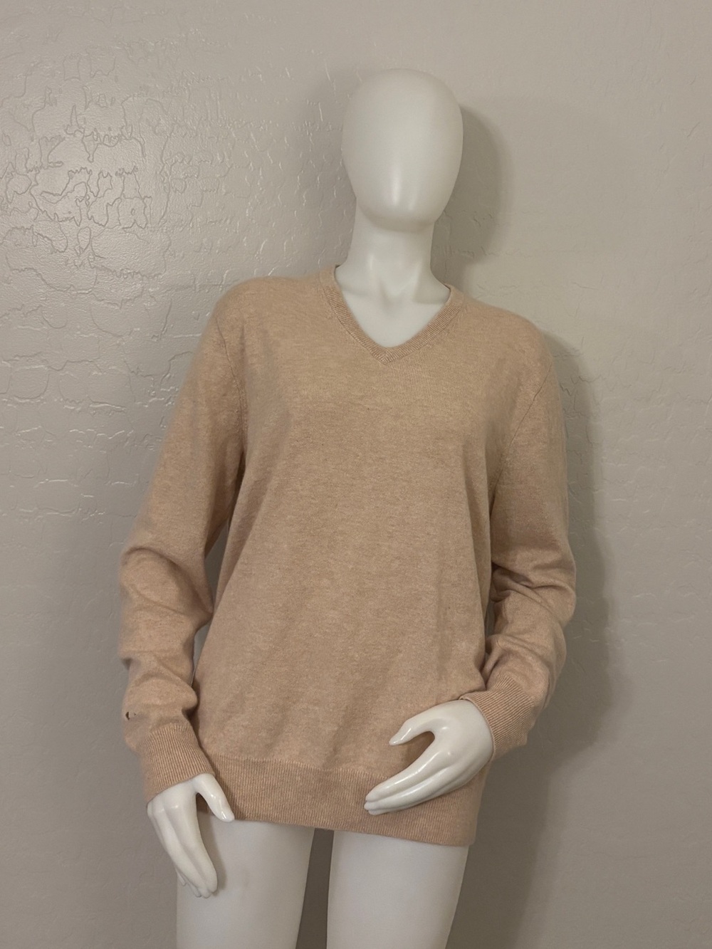 J. Crew 100% Cashmere V-Neck Oatmeal Sweater Large